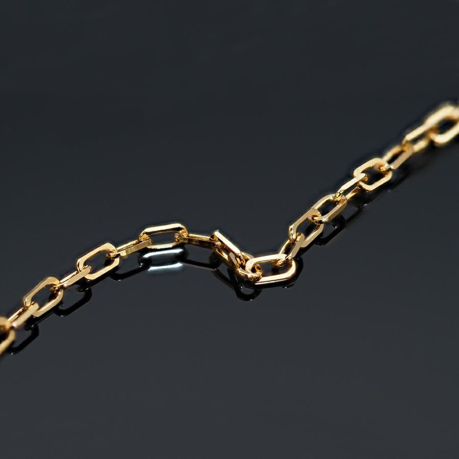 ネックレス チェーン 18金 イエローゴールド 2面カットフラットロング小豆チェーン 幅1.1mm｜鎖 K18YG k18 18k 貴金属 レディース メンズの画像