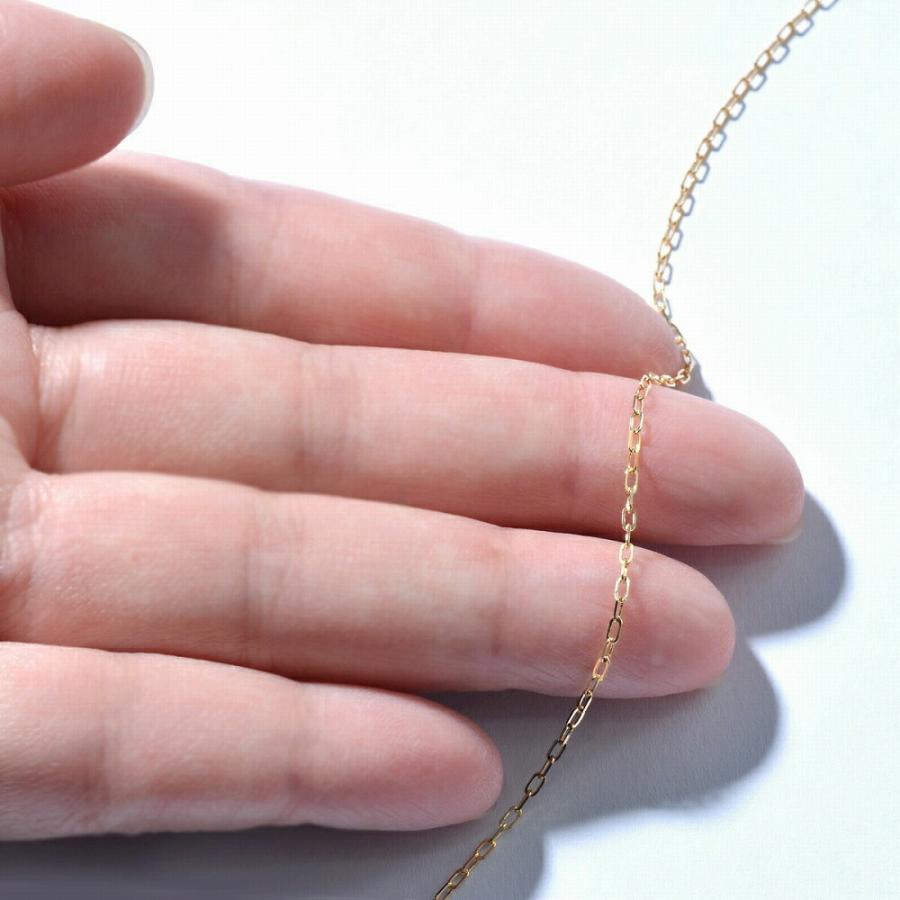 ネックレス チェーン 18金 イエローゴールド 2面カットフラットロング小豆チェーン 幅1.1mm｜鎖 K18YG k18 18k 貴金属 レディース メンズの画像