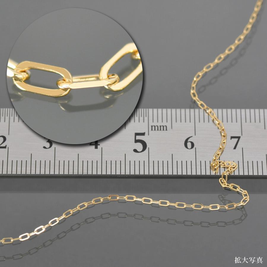 ネックレス チェーン 18金 イエローゴールド 2面カットフラットロング小豆チェーン 幅1.1mm｜鎖 K18YG k18 18k 貴金属 レディース メンズの画像
