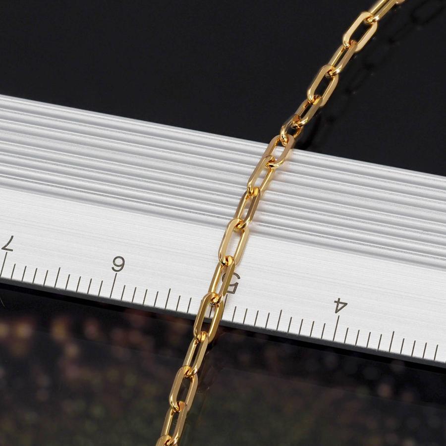 ネックレス チェーン 18金 イエローゴールド 2面カットフラットロング小豆チェーン 幅2.2mm｜鎖 K18YG k18 18k 貴金属 ジュエリーの画像