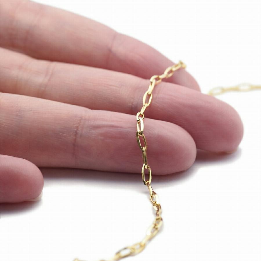ネックレス チェーン 18金 イエローゴールド グリームカット入り4面カットロング小豆チェーン 幅2.1mm｜鎖 K18YG k18 18k 貴金属の画像