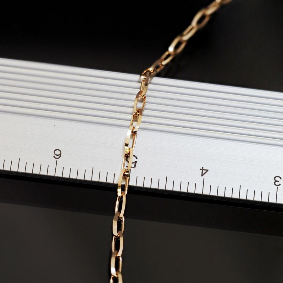ネックレス チェーン 18金 イエローゴールド グリームカット入り4面カットロング小豆チェーン 幅2.1mm｜鎖 K18YG k18 18k 貴金属の画像