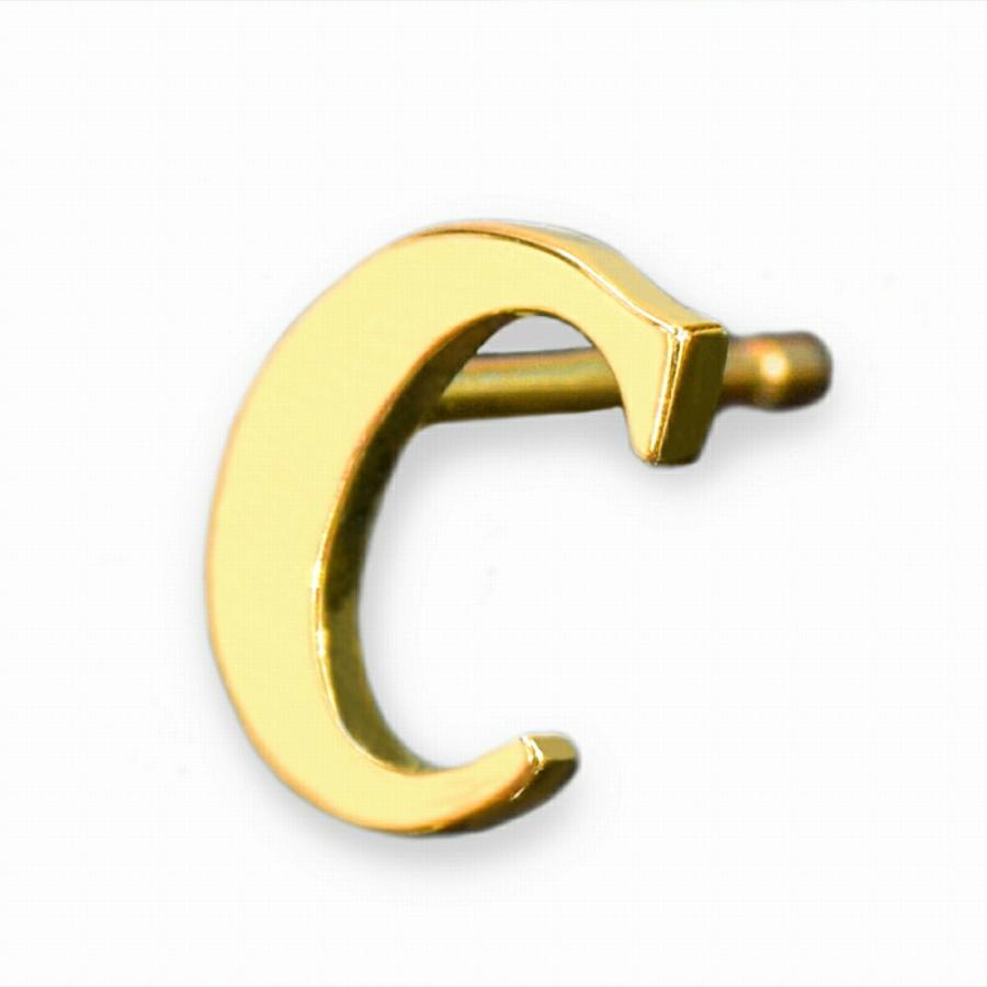 バラ売り/1個】 ピアス 18金 イエローゴールド C イニシャルのピアス 