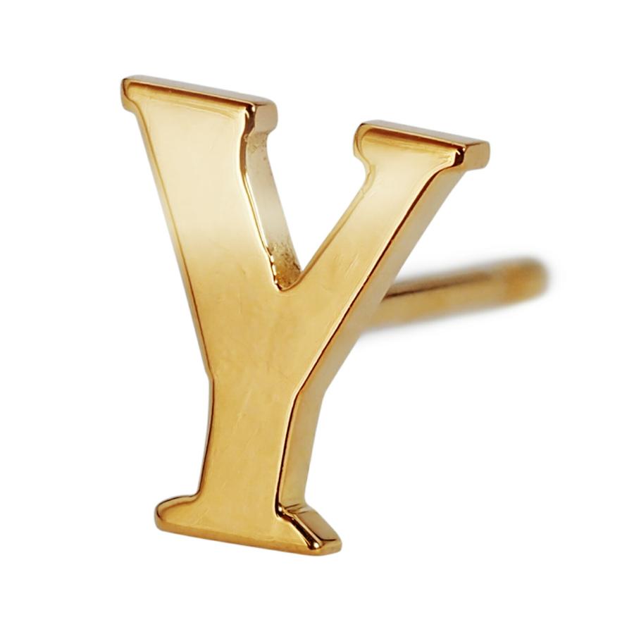 K18 シングルピアス 【Y】イニシャル 片耳 バラ売り/1個】 ピアス 18金 イエローゴールド Y イニシャルのピアス
