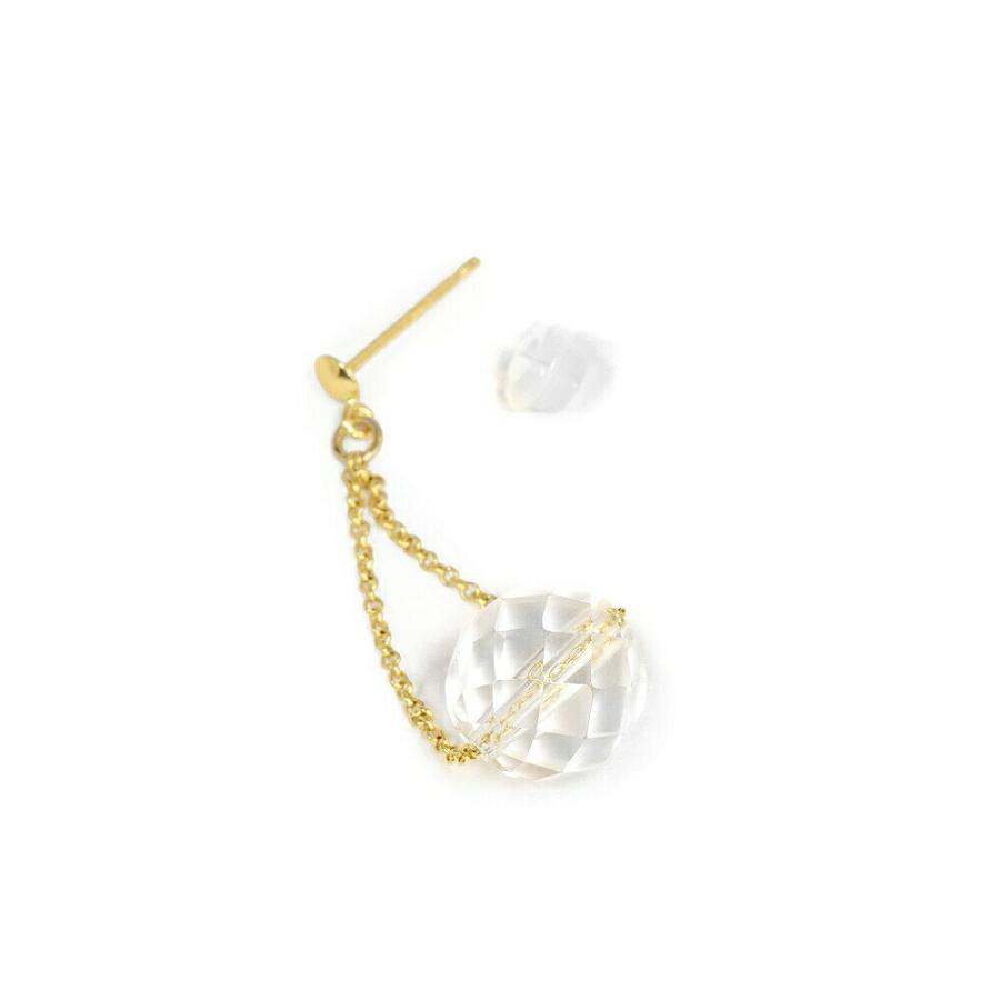 バラ売り/1個】 ピアス 18金 イエローゴールド 天然石 水晶のスタッド 