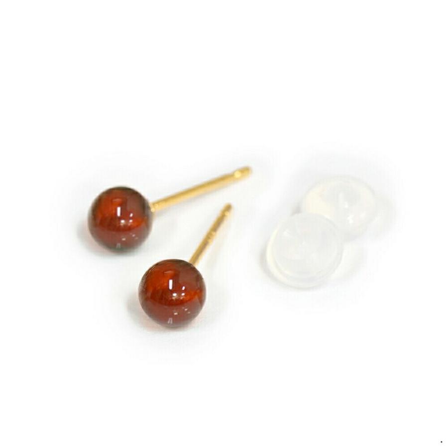 バラ売り/1個】 ピアス 18金 イエローゴールド 天然石 カーネリアンの 