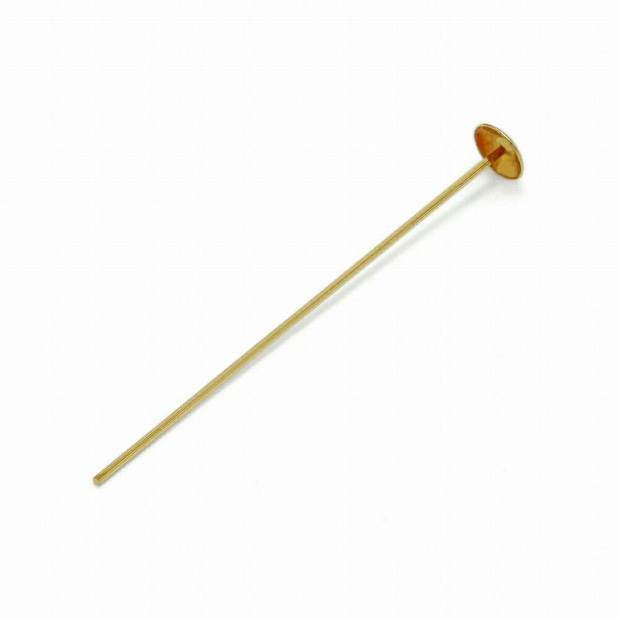 1個売り】 ピンパーツ 18金 イエローゴールド 大皿Tピン 線径0.5mm 長