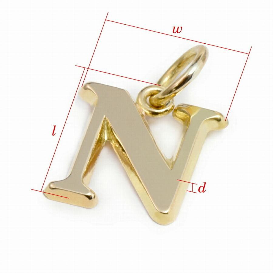 ペンダントトップ 18金 イエローゴールド N イニシャルのペンダント M 