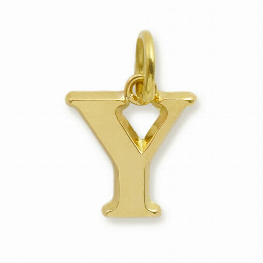 ペンダントトップ 18金 イエローゴールド Y イニシャルのペンダント Mサイズ ペンダントヘッドのみ｜K18YG 18k 貴金属 レディース メンズの画像