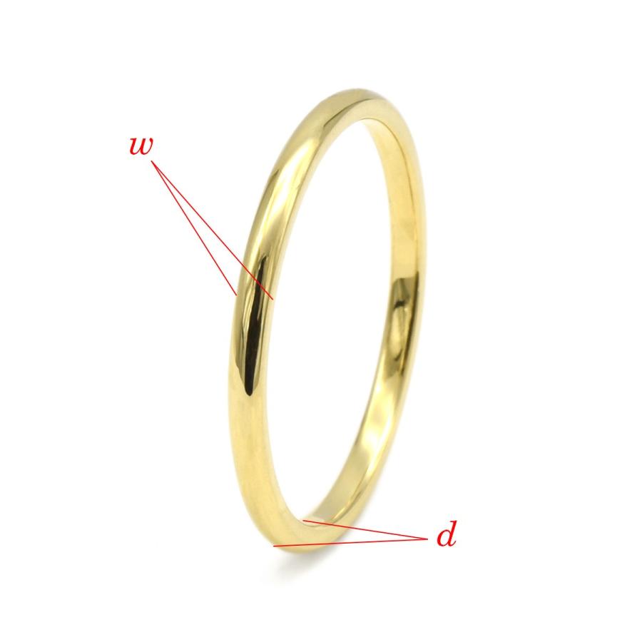 指輪 18金 イエローゴールド 甲丸リング 幅1.5mm ピンキーリングも