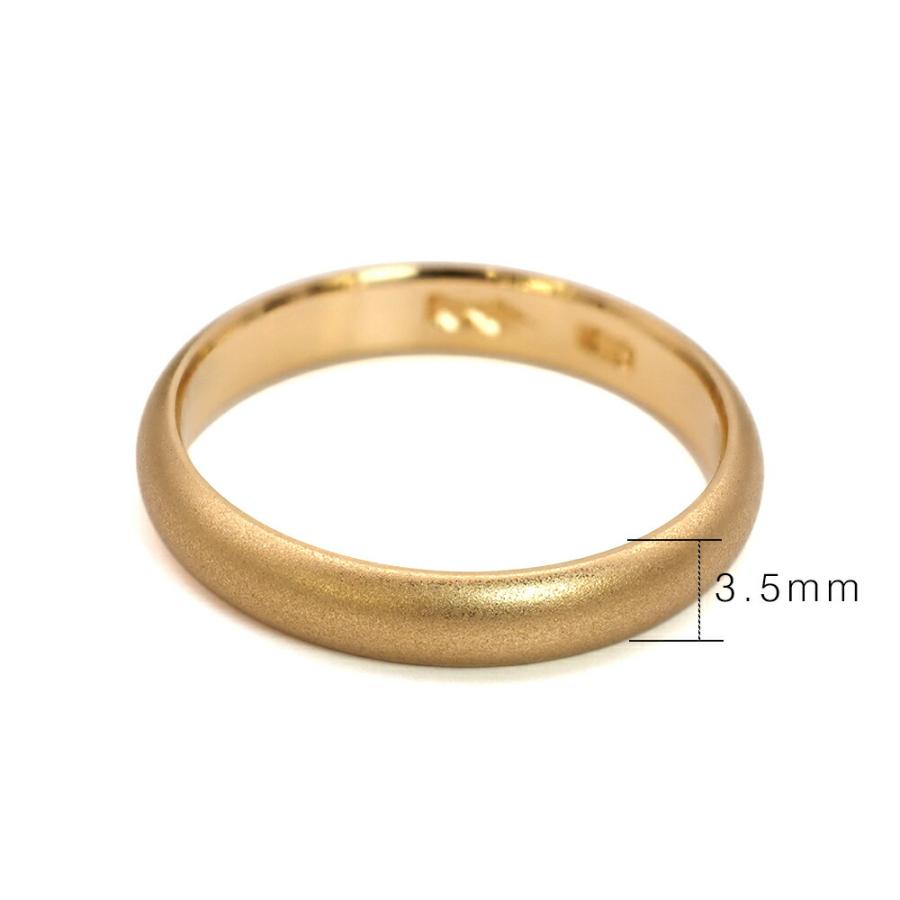 指輪 18金 イエローゴールド 甲丸リング 幅3.5mm つや消し加工 指輪 18金 イエローゴールド 甲丸リング 幅3.5mm つや消し加工