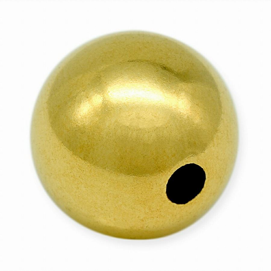 1個売り】 ビーズパーツ 18金 イエローゴールド 穴あき貫通ボール玉 
