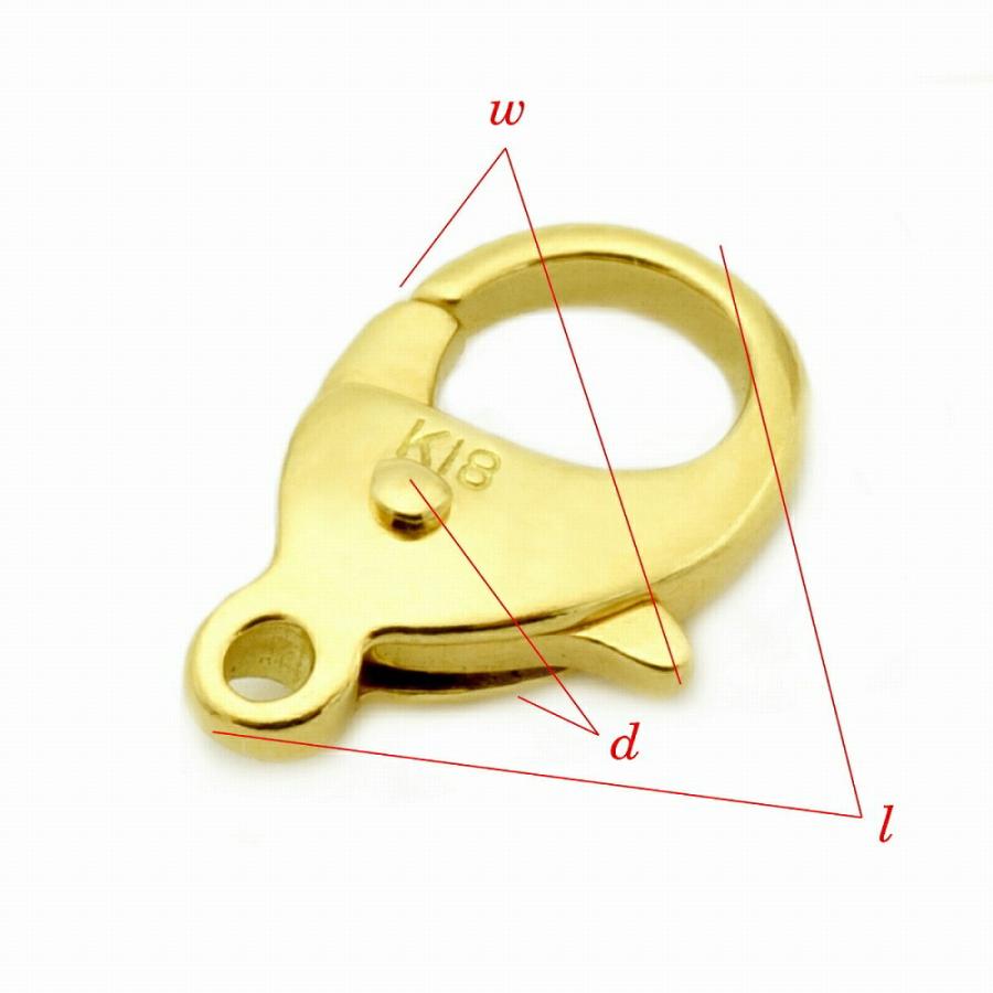1個売り】 留め具 18金 イエローゴールド フック 縦10.0mm カニカン
