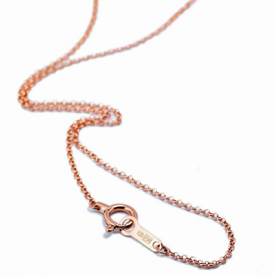 ネックレス チェーン 18金 ピンクゴールド ロールチェーン 幅1.0mm 長