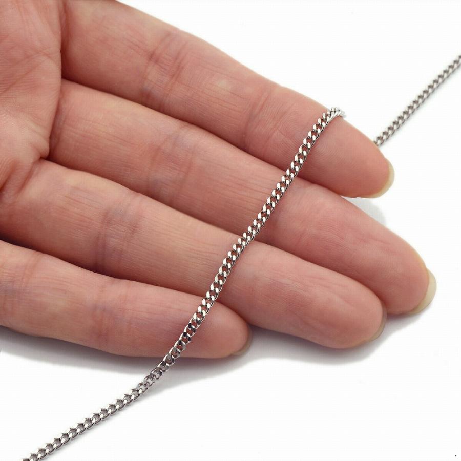 ブレスレット チェーン PT850 プラチナ 2面カット喜平チェーン 幅2.1mm｜鎖 850pt 貴金属 ジュエリー レディース メンズの画像