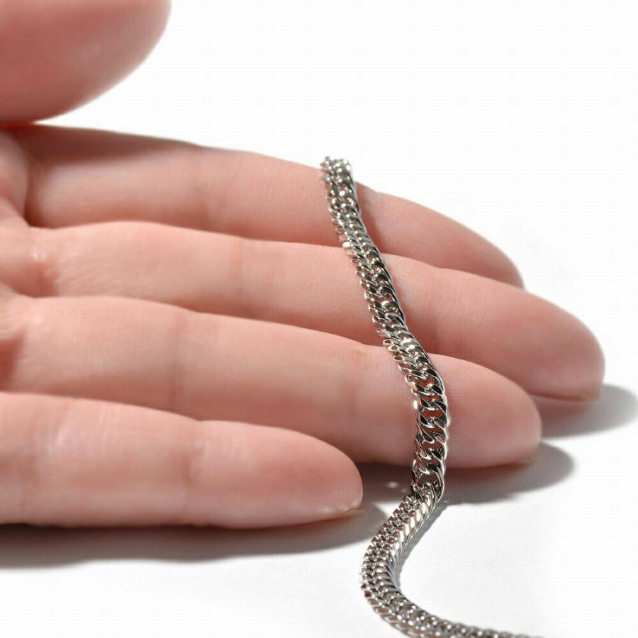 ブレスレット チェーン PT850 プラチナ 6面カットダブル喜平チェーン 幅3.8mm｜鎖 850pt 貴金属 ジュエリー レディース メンズの画像