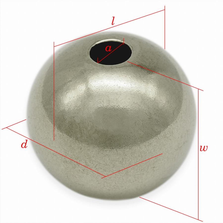 1個売り】 ビーズパーツ PT850 プラチナ 穴あき貫通ボール玉