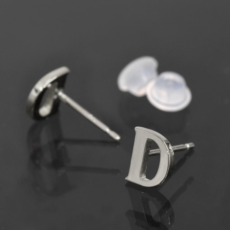 バラ売り/1個】 ピアス PT900 プラチナ D イニシャルのピアス