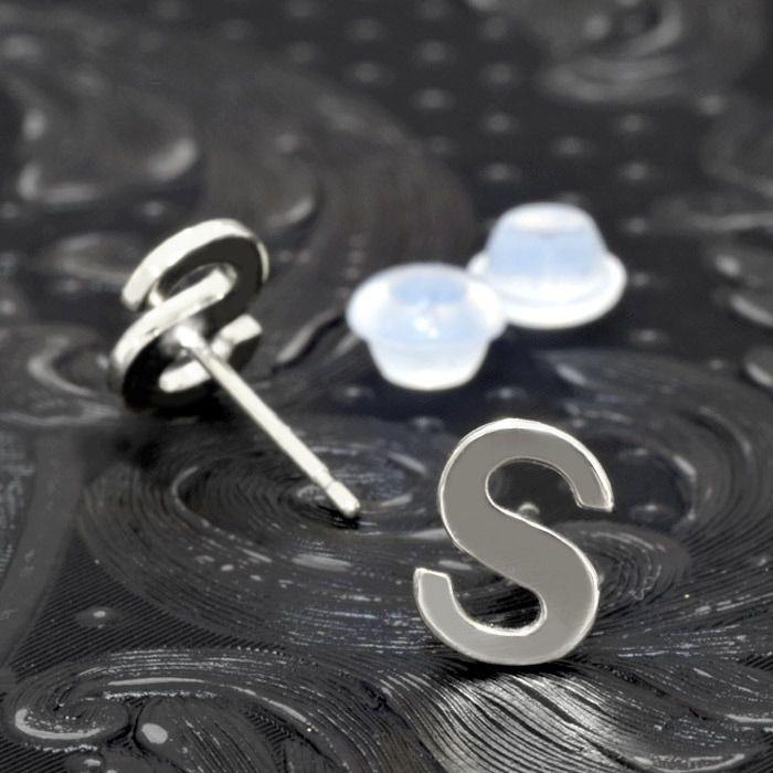 バラ売り/1個】 ピアス PT900 プラチナ S イニシャルのピアス