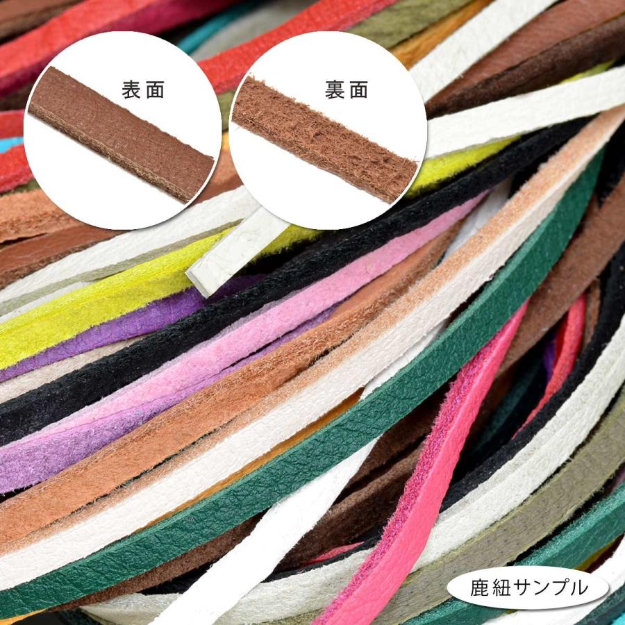 2ミリ鹿革白色紐濃極赤ビーズ約5ミリ前後幅使用ビーズ部分50