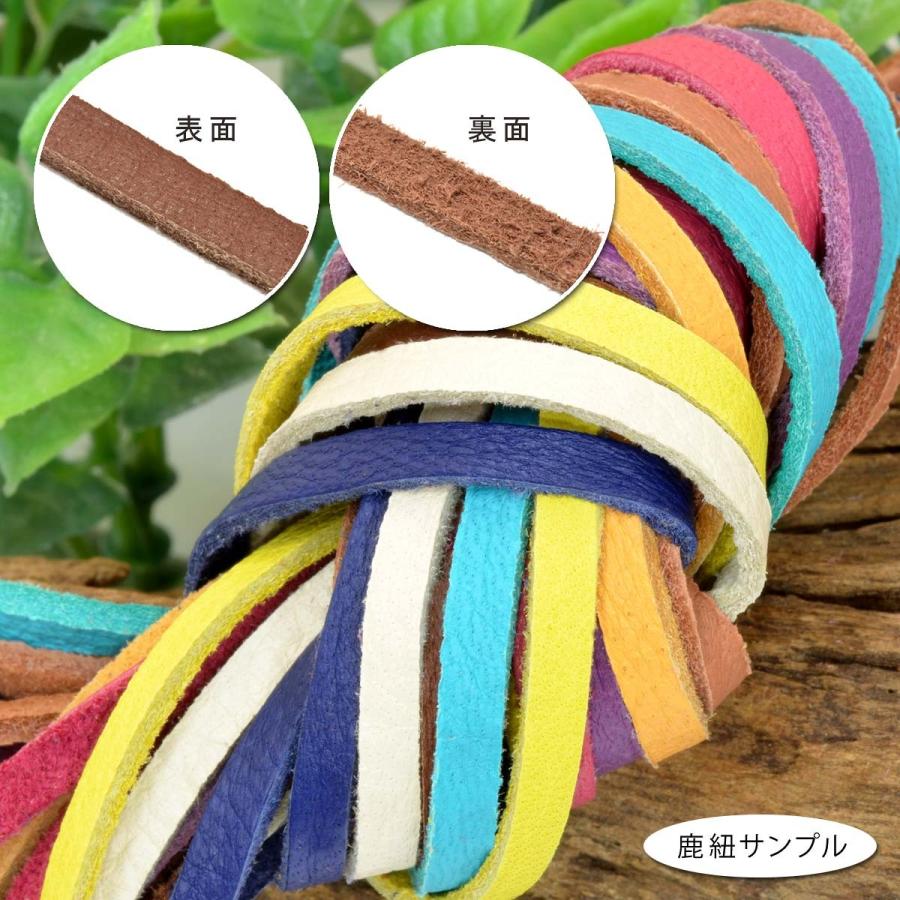 革紐 シカ紐 柔らかくて丈夫な鹿革ひも 平紐 幅4.0mm 長さ100cm レッド