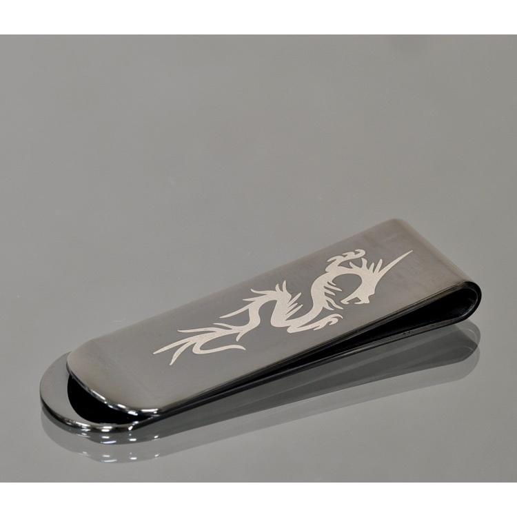 マネークリップ サージカルステンレス ドラゴン模様の