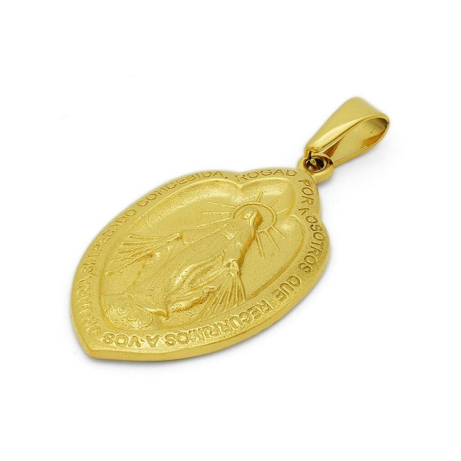 ペンダントトップ ステンレス 聖母マリアのメダイペンダント 金色