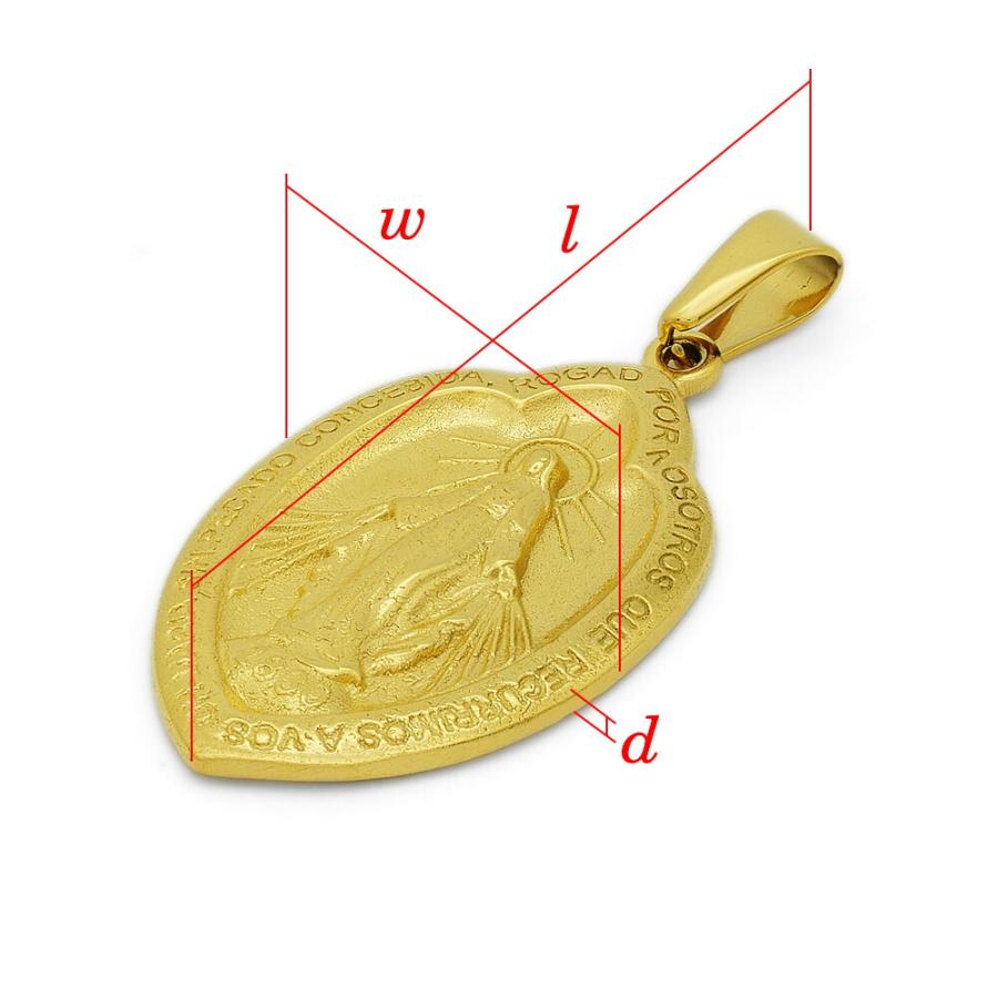 ペンダントトップ ステンレス 聖母マリアのメダイペンダント 金色