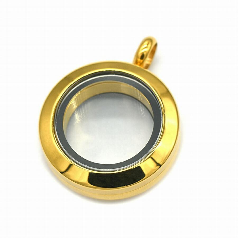 ペンダントトップ ステンレス 写真や小物を入れられるガラス蓋のネジ式