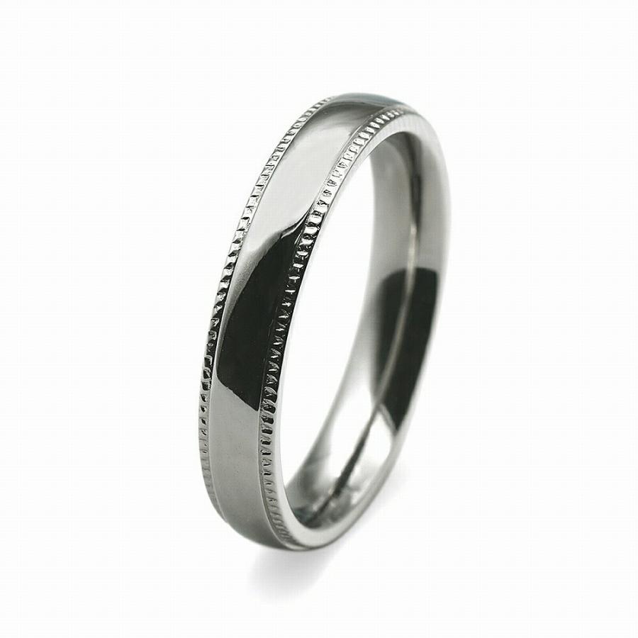 指輪 ステンレス 両サイドギザギザデザインの甲丸リング 幅4.0mm 銀色 