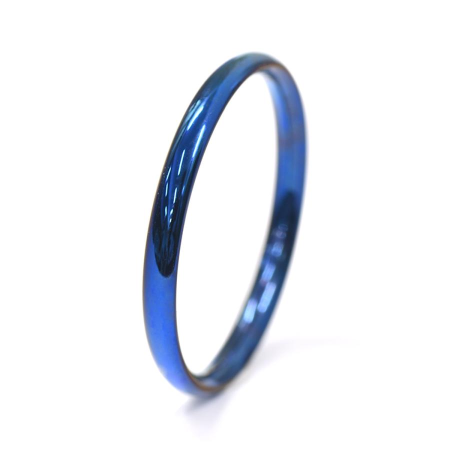 指輪 サージカルステンレス シンプルな甲丸リング 幅2.0mm 青