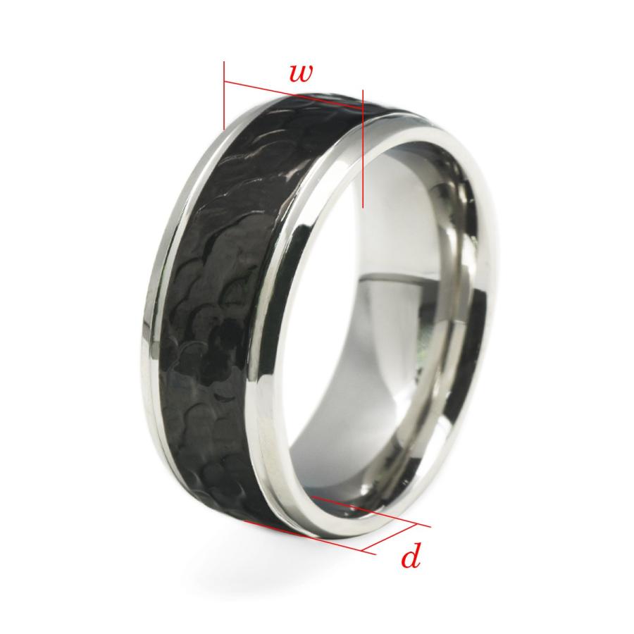 指輪 サージカルステンレス センターライン凹凸加工の段付きリング 幅