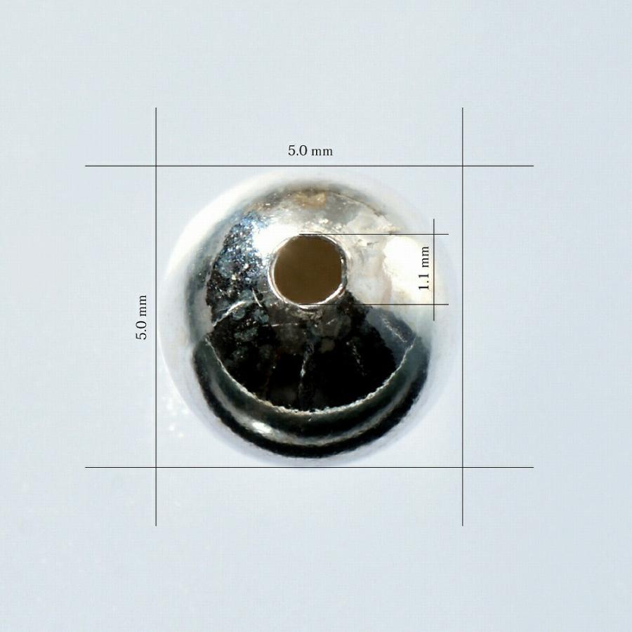 【1個売り】 ビーズパーツ シルバー925 プレーン丸玉の穴あき貫通ビーズ 外径5.0mm 高さ5.0mm 穴径1.1mm スペーサー ボール玉 直径｜手芸｜rubby｜02