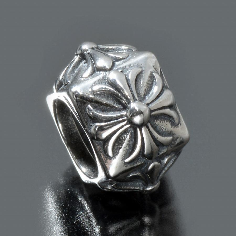 1個売り】 ビーズパーツ シルバー925 クロス模様ビーズ 外径13.5mm 高