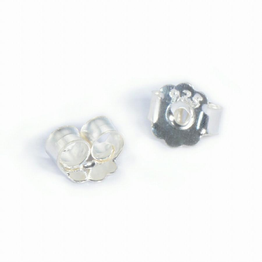 2個セット】 ピアスキャッチ シルバー925 フラワーデザイン 縦5.0mm 横