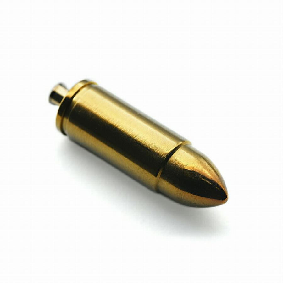 ペンダントトップ チタン 軽量でストレスフリー 弾丸型のネジ式ロケットペンダント 直径9.5mm 高さ35.0mm 金色 チェーン付き｜rubby｜04