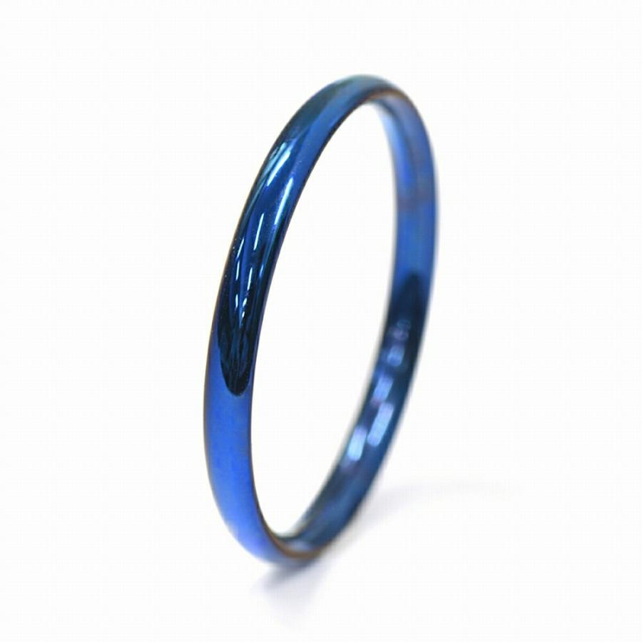 指輪 チタン シンプルな甲丸リング 幅2.0mm 青 ブルー｜Titan 