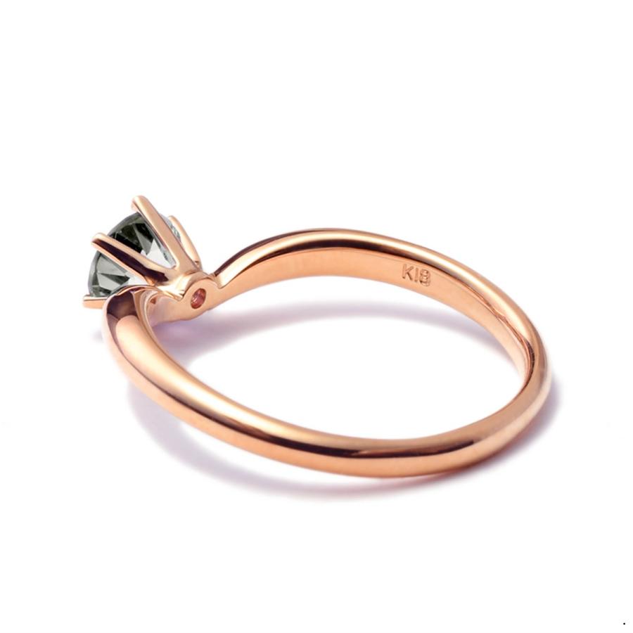 指輪 18金 ピンクゴールド 天然石 一粒リング 主石の直径約3.8mm