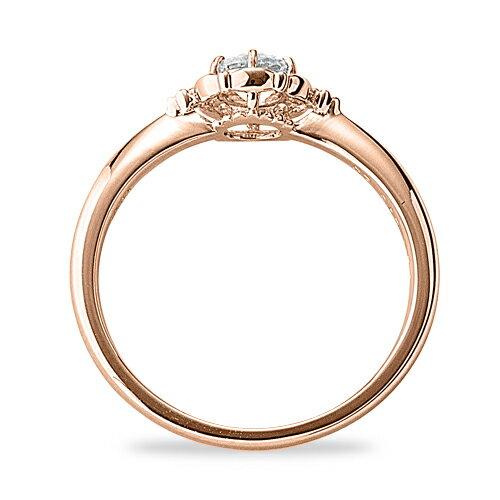 指輪 18金 ピンクゴールド 天然石 丸型の透かし石座リング 主石の直径