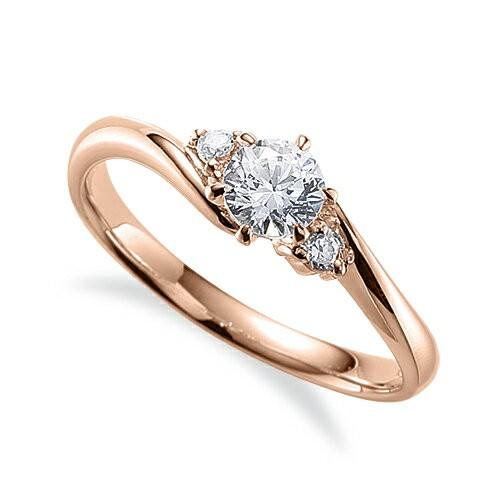 指輪 18金 ピンクゴールド 天然石 サイドストーンリング 主石の