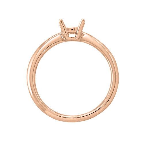 指輪 18金 ピンクゴールド 天然石 一粒リング 主石の直径約5.2mm ソリティア しぼり腕 四本爪留めの画像