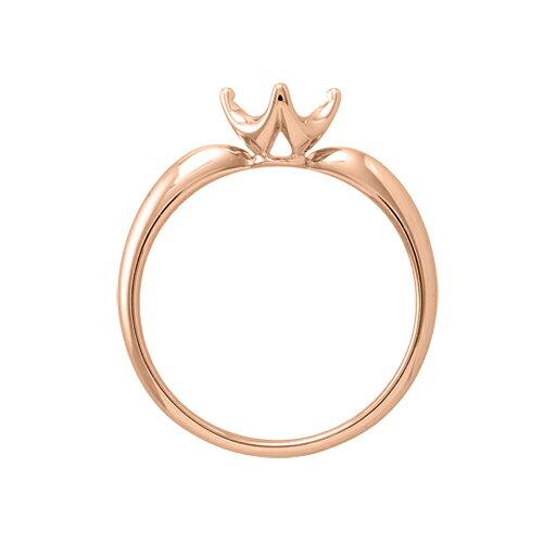 指輪 18金 ピンクゴールド 天然石 一粒リング 主石の直径約5.2mm ソリティア しぼり腕 四本爪留めの画像
