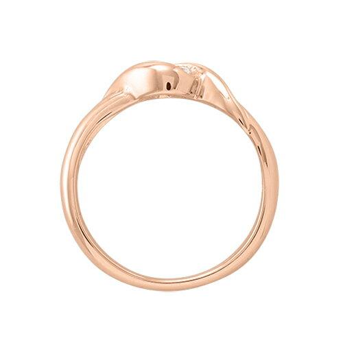 指輪 18金 ピンクゴールド 天然石 一粒リング 主石の直径約4.4mm ソリティア 抱き合わせ腕 レール留めの画像