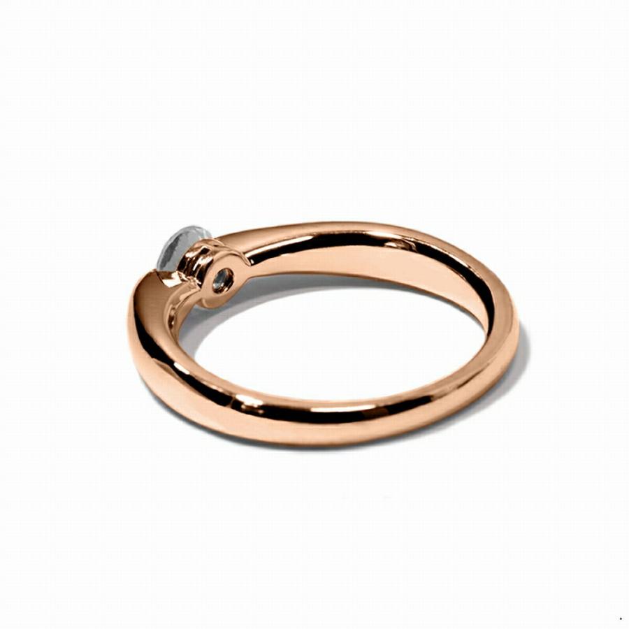 指輪 18金 ピンクゴールド 天然石 一粒リング 主石の直径約4.4mm ソリティア しぼり腕 二本爪留めの画像