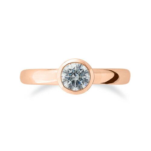 指輪 18金 ピンクゴールド 天然石 一粒リング 主石の直径約5.2mm ソリティアの画像