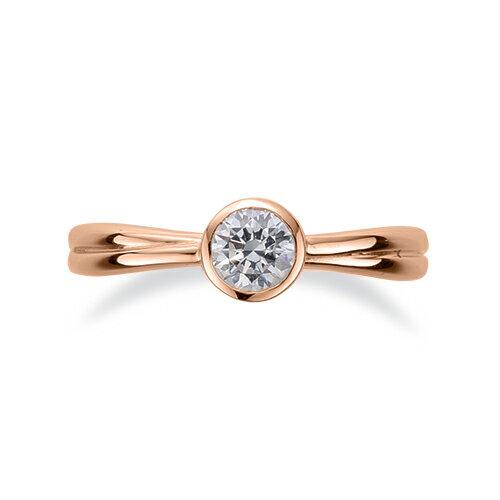 指輪 18金 ピンクゴールド 天然石 一粒リング 主石の直径約4.4mm ソリティアの画像
