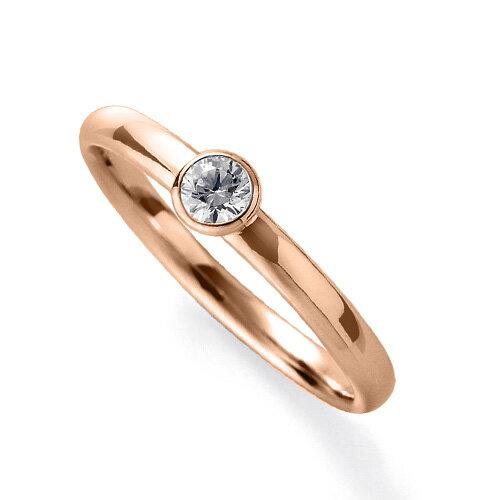 指輪 18金 ピンクゴールド 天然石 一粒リング 主石の直径約3.0mm ソリティアの画像