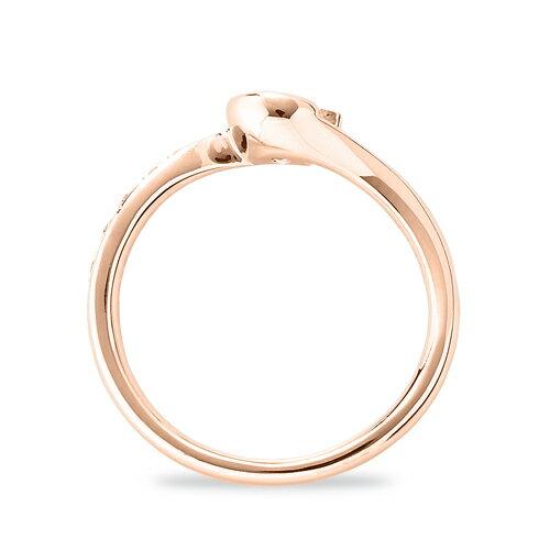 指輪 18金 ピンクゴールド 天然石 メレがラインになったサイドストーンリング 主石の直径約4.4mm ウェーブの画像