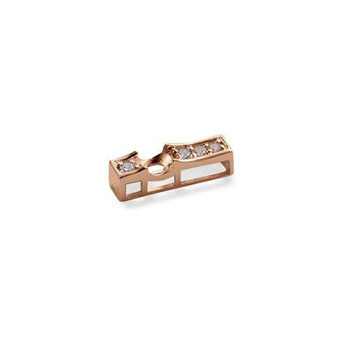 ペンダントトップ 18金 ピンクゴールド 天然石 メレが並んだスティックペンダント 主石の直径約4.4mm 四本爪留めの画像
