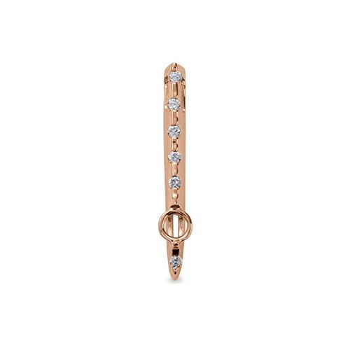 ペンダントトップ 18金 ピンクゴールド 天然石 メレが並んだスティックペンダント 主石の直径約4.4mm 二本爪留めの画像